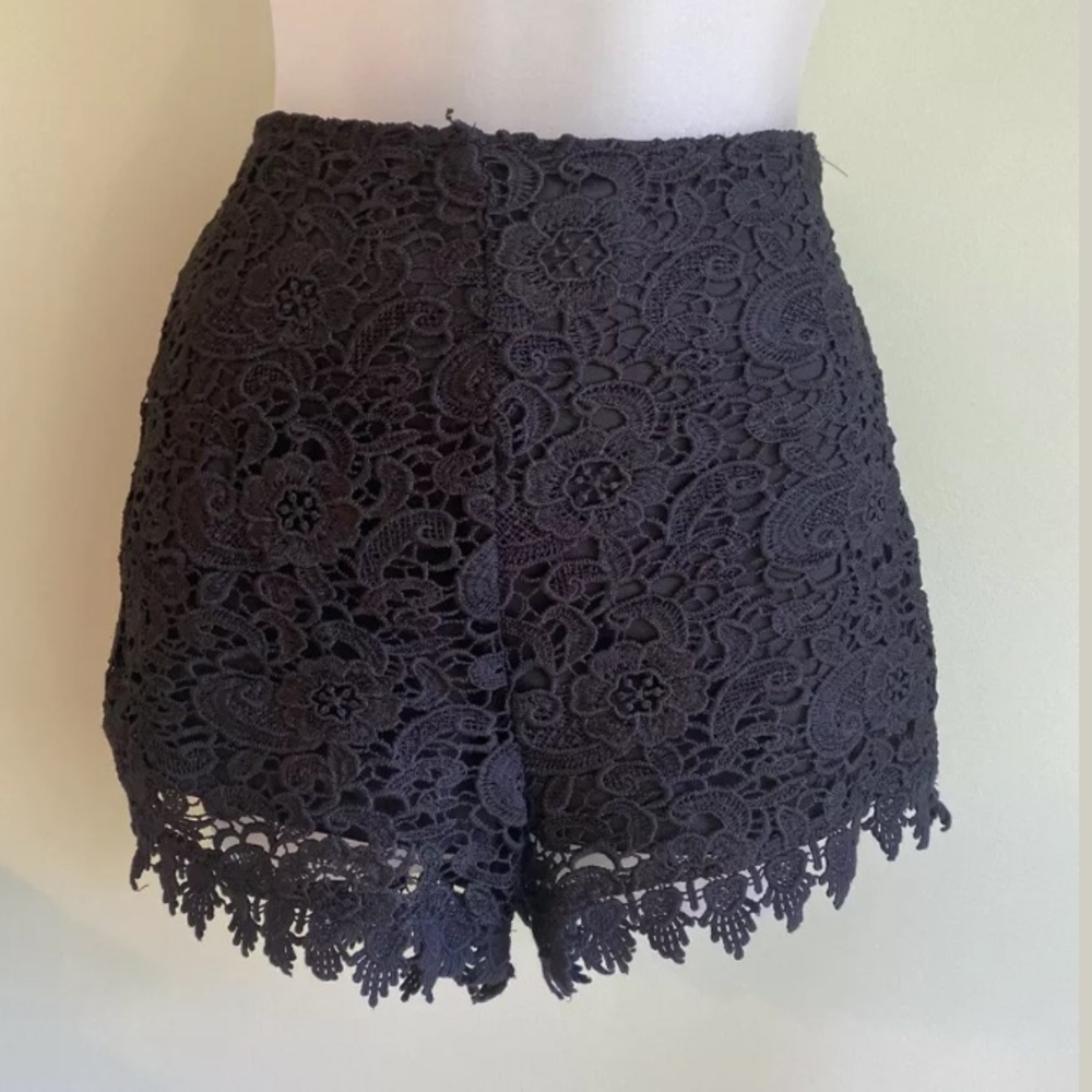 Blue Rain Black Floral lace High Waisted shorts